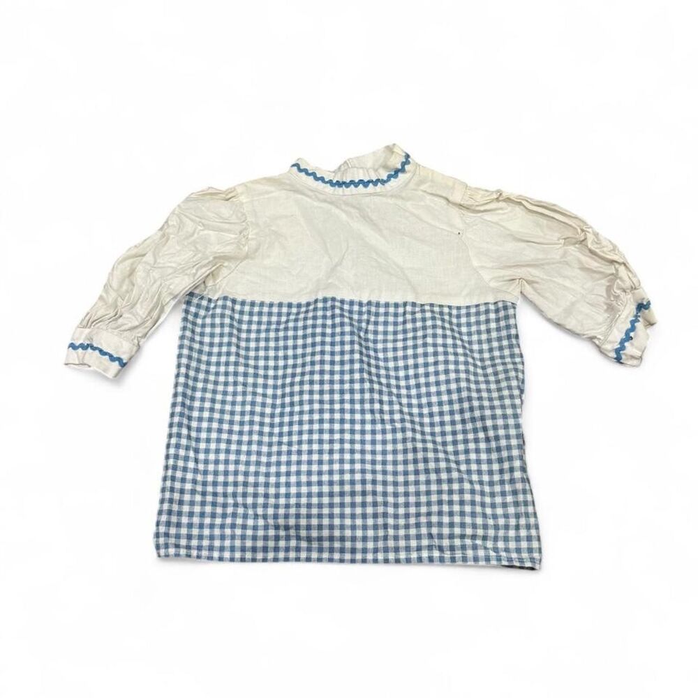 California Costume Collections Blue and white gingham blouse